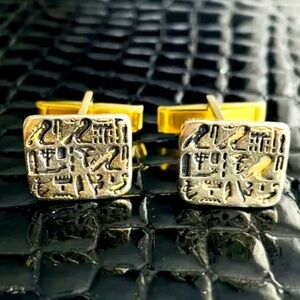 EGYPTIAN HIEROGLYPHS STERLING SILVER CUFF LINKS
